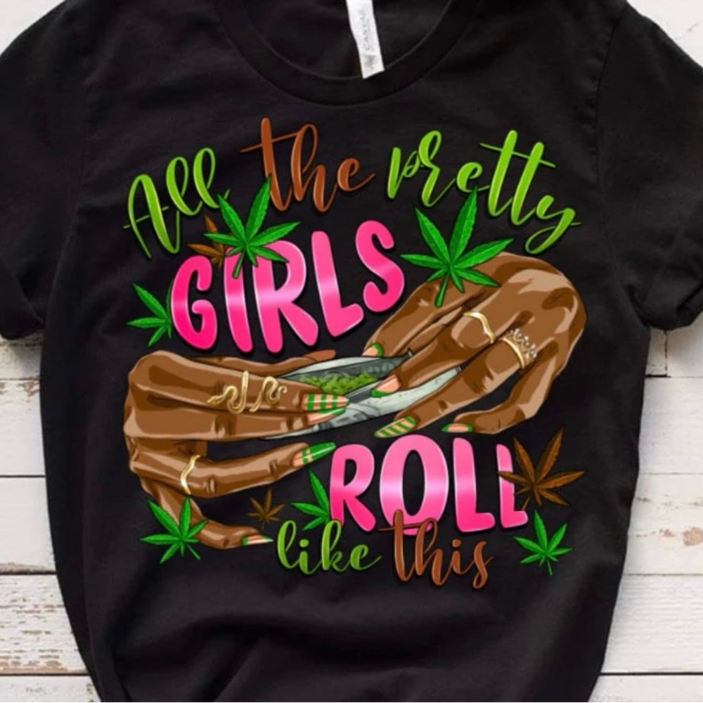Graphic Tee - Black with Pink and Green Design